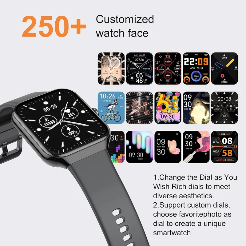 Montre Connectée TitanFit X - Appels Bluetooth, 113+ Modes Sport, Suivi Santé, Étanche IP68, Écran HD 1.96"