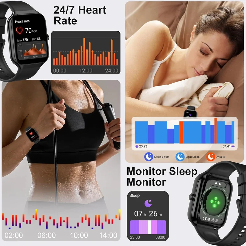 Montre Connectée TitanFit X - Appels Bluetooth, 113+ Modes Sport, Suivi Santé, Étanche IP68, Écran HD 1.96"