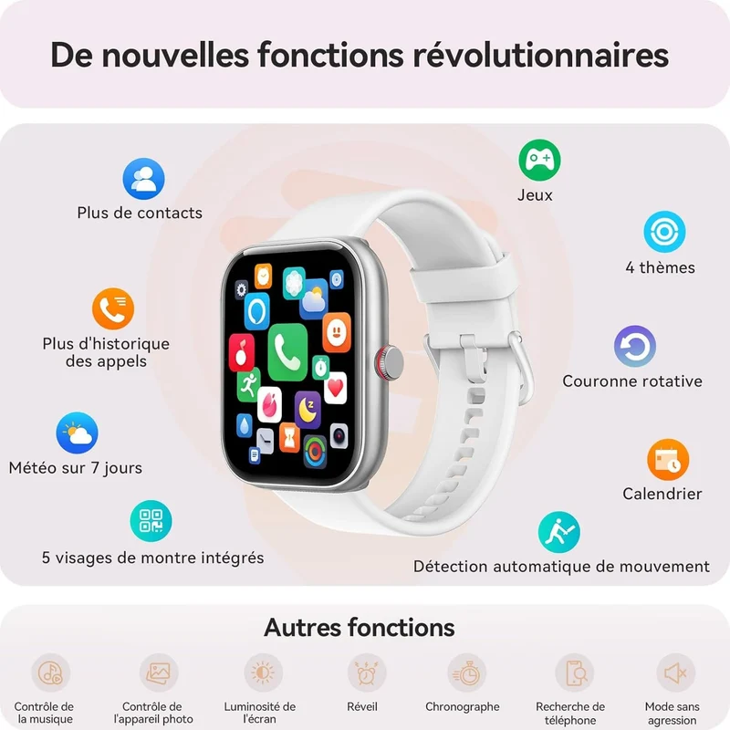 Montre Connectée NeoFit - Appels Bluetooth, Alexa, SpO2, Podomètre, Étanche IP68