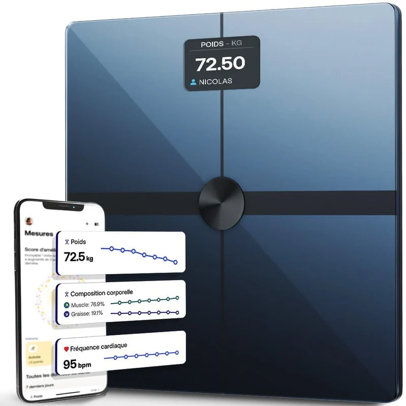 Balance Connectée Homefit WiFi – 8 Mesures Corporelles – Écran Couleur – Bluetooth & Wi-Fi – 180 kg