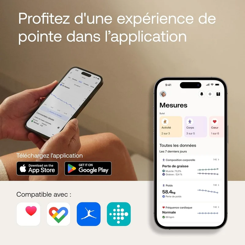 Balance Connectée Homefit WiFi – 8 Mesures Corporelles – Écran Couleur – Bluetooth & Wi-Fi – 180 kg