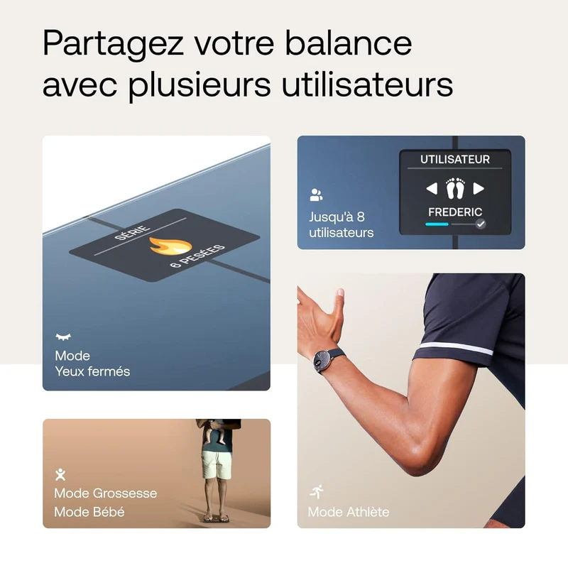 Balance Connectée Homefit WiFi – 8 Mesures Corporelles – Écran Couleur – Bluetooth & Wi-Fi – 180 kg