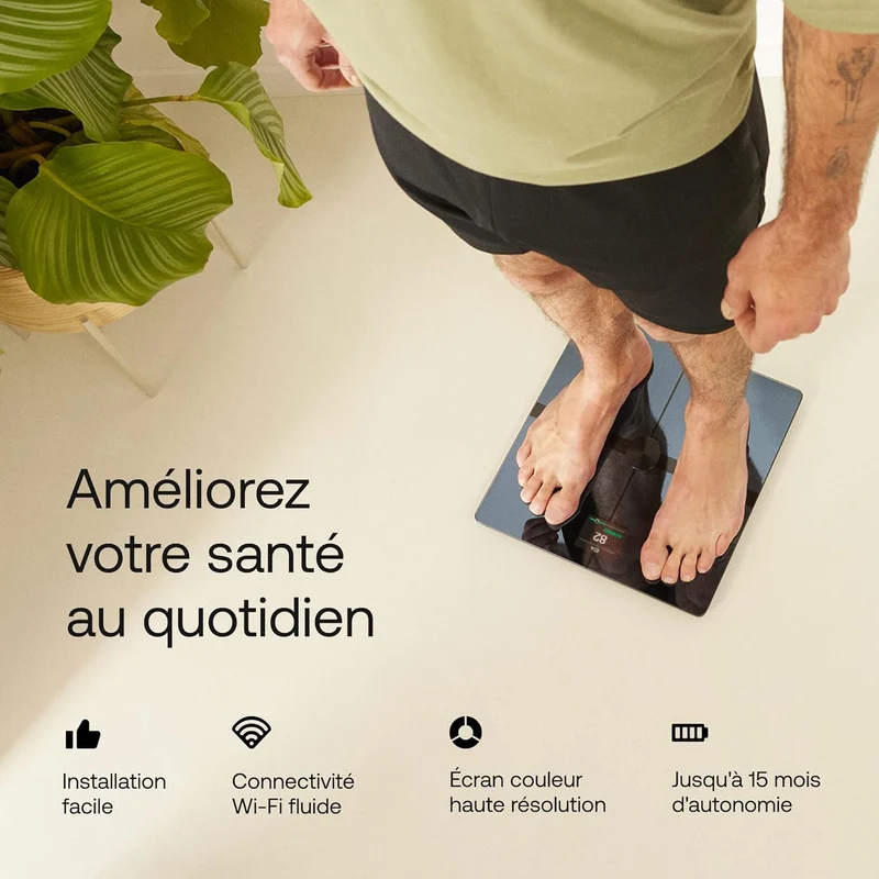 Balance Connectée Homefit WiFi – 8 Mesures Corporelles – Écran Couleur – Bluetooth & Wi-Fi – 180 kg