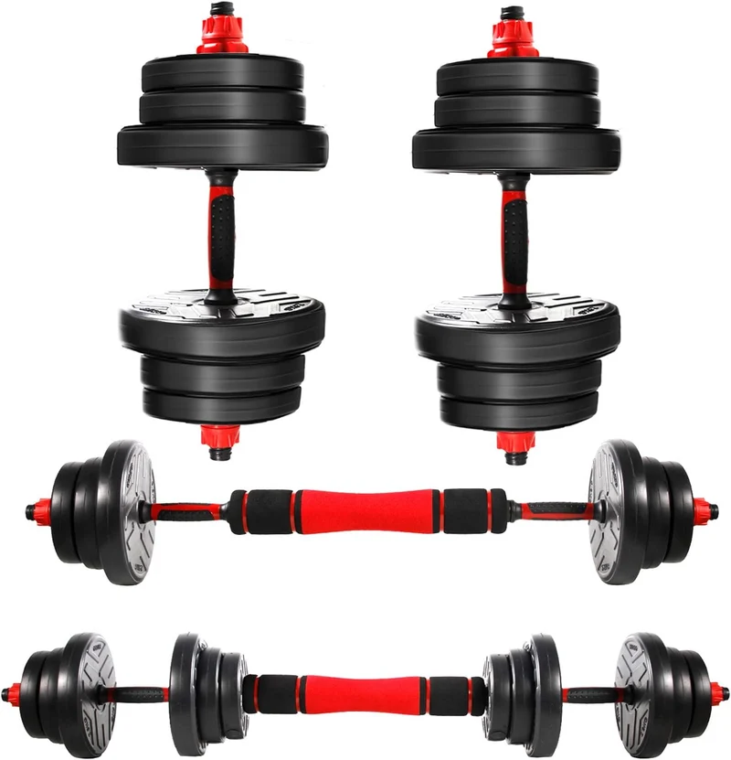 Haltères Réglables Homefit DualFlex 20 ou 40 kg – 2 en 1 avec Barre – Poids Ajustables – Poignées Antidérapantes