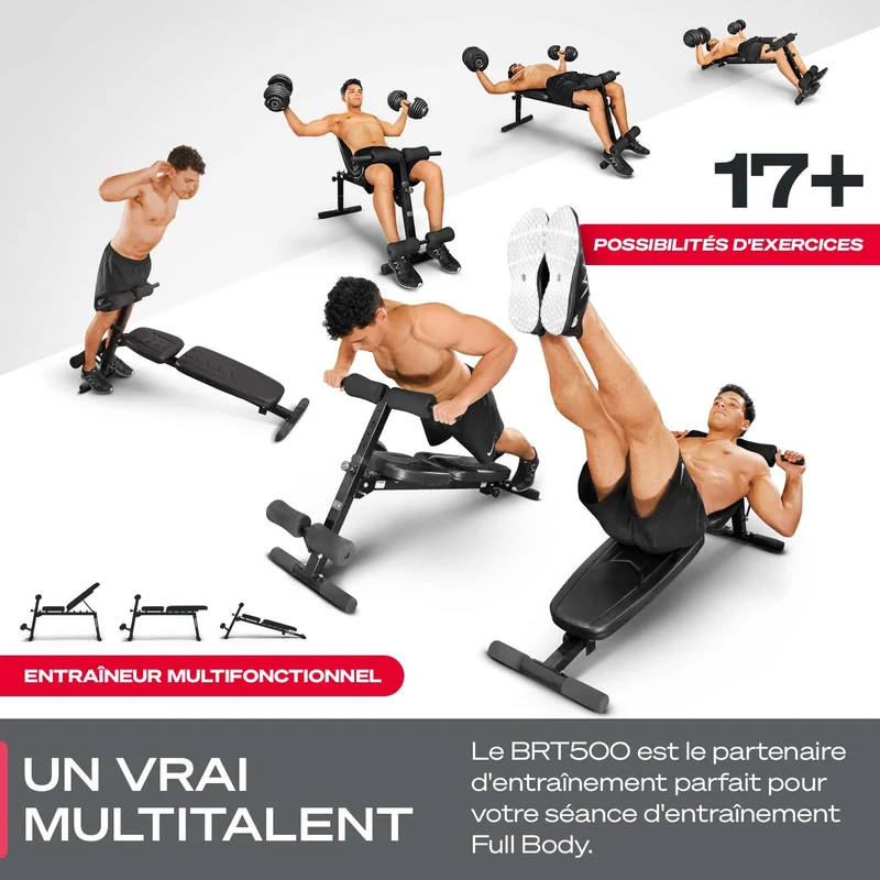 Banc de Musculation Homefit EvoFit – 8-en-1 – Dossier 5 Positions – Pliable – Charge Max. 110 kg