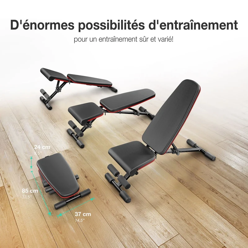 Banc de Musculation Homefit CoreMax – 40+ Positions – Pliable – Dossier 8 Niveaux – Charge Max. 180 kg
