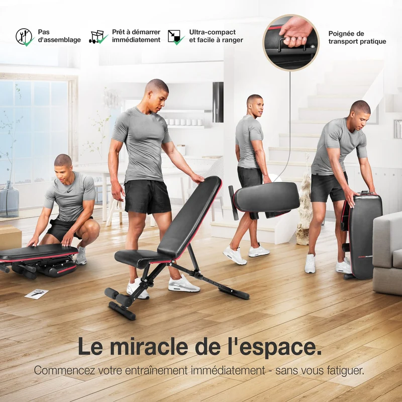 Banc de Musculation Homefit CoreMax – 40+ Positions – Pliable – Dossier 8 Niveaux – Charge Max. 180 kg