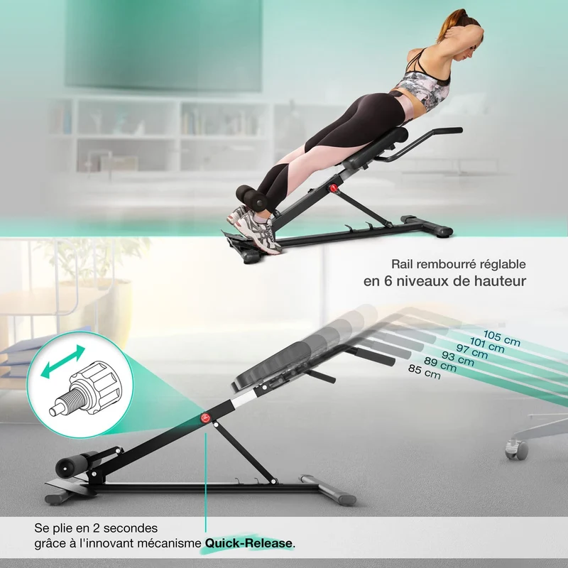 Banc Dorsal Homefit PowerBack – 5 Positions – Pliable – Charge Max. 110 kg – Acier