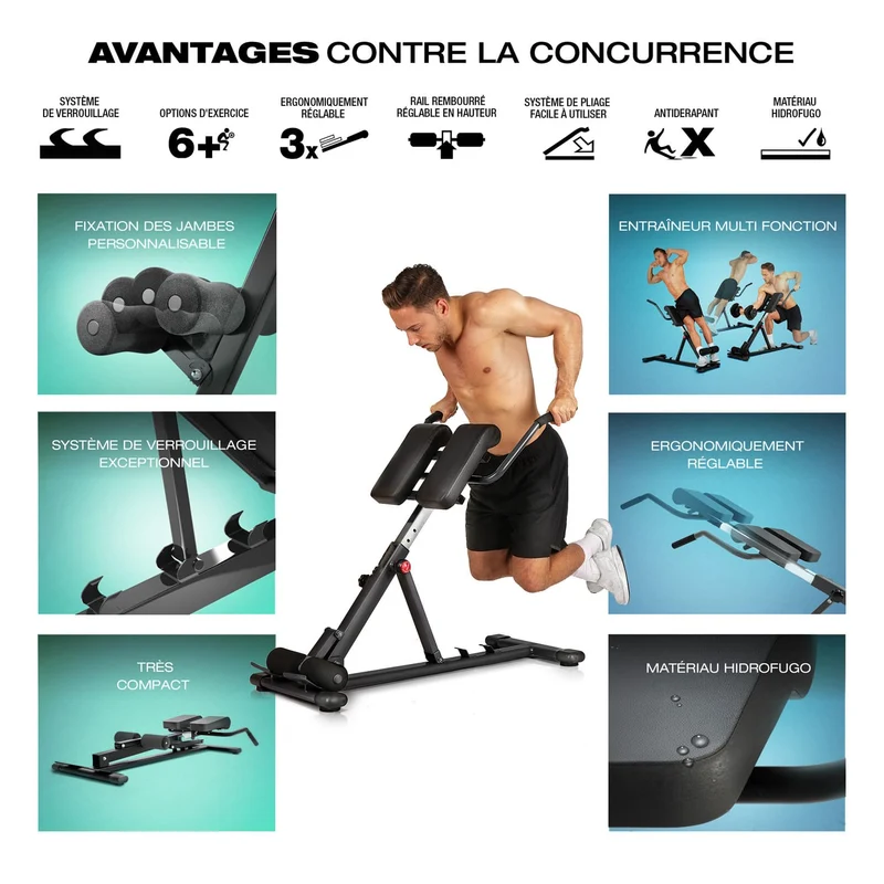 Banc Dorsal Homefit PowerBack – 5 Positions – Pliable – Charge Max. 110 kg – Acier