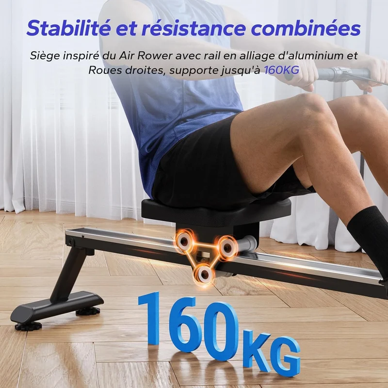 Rameur à Eau Homefit WaterFlow – Réservoir 15 L Incliné à 45° – Bluetooth – Charge Max. 150 kg