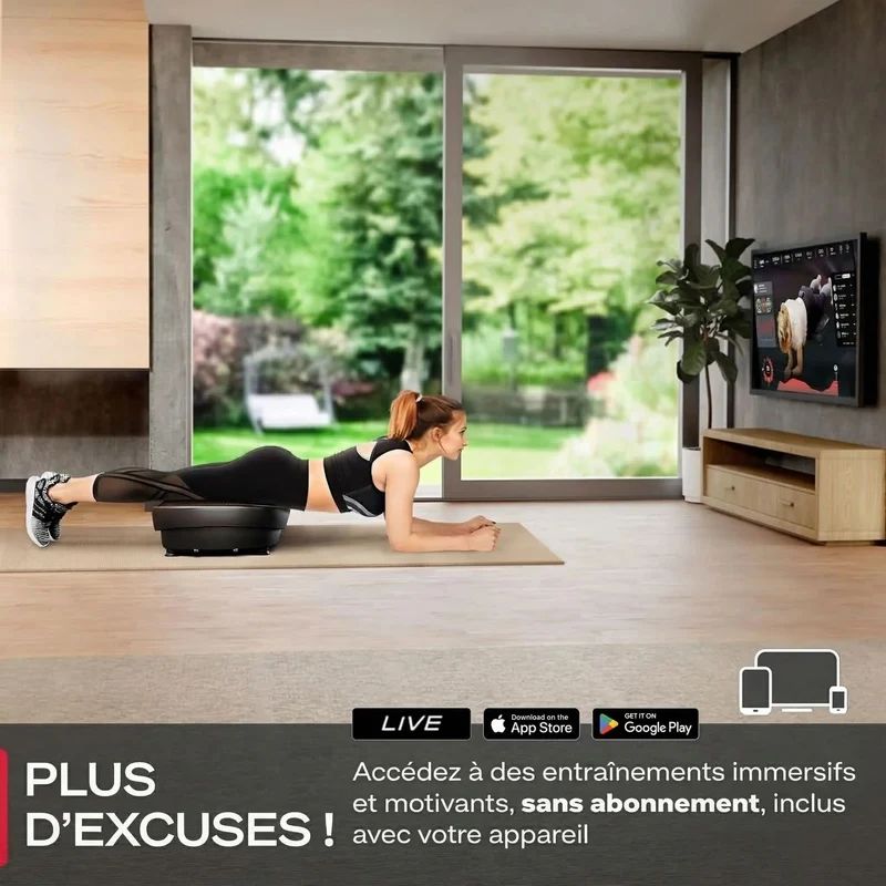 Plateforme vibrante Homefit – 180 niveaux – 7 programmes – 200 W – Télécommande