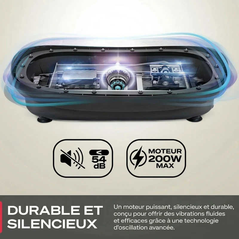 Plateforme vibrante Homefit – 180 niveaux – 7 programmes – 200 W – Télécommande