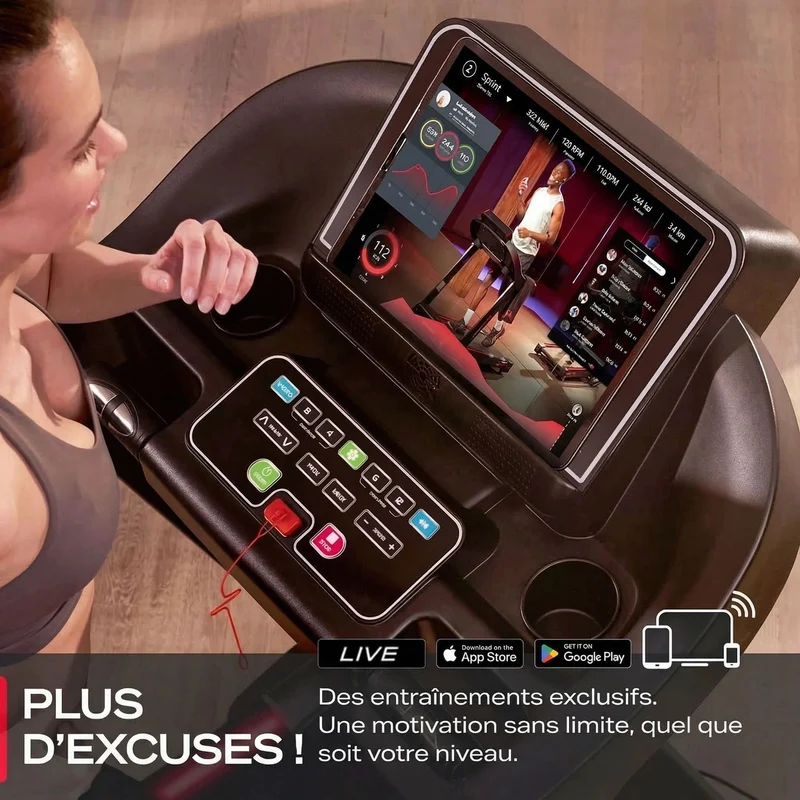 Tapis de course EliteStride – 20 km/h – Inclinaison 15 % – 7 CV – Bluetooth