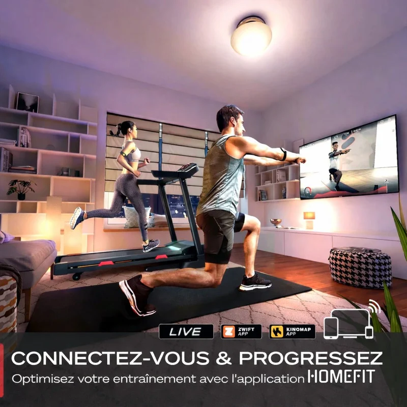 Tapis de course ProTrack – 16 km/h – 4,5 CV – 20 programmes – Bluetooth