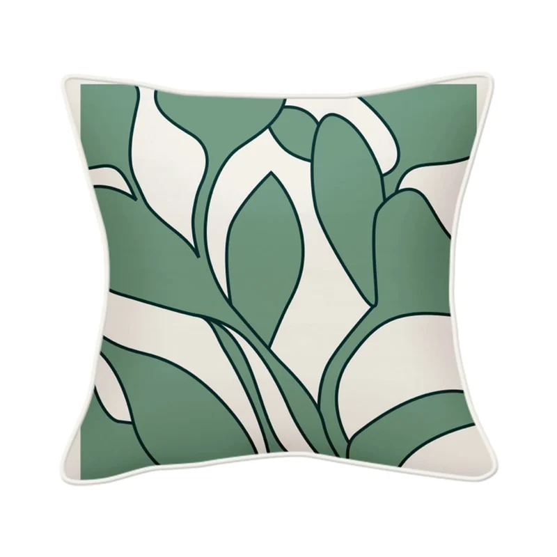 Coussin extérieur 18 x 18 po - Feuilles sarcelles réversible