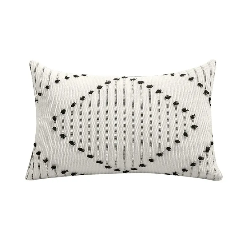 Coussin extérieur 14 x 26 po - Brodé noir