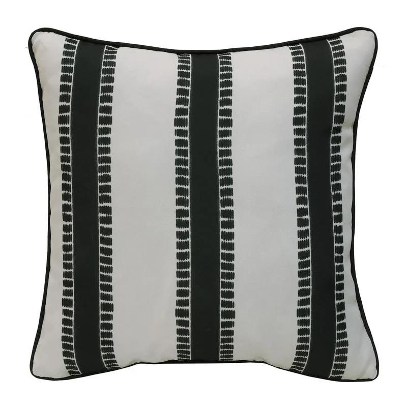 Coussin extérieur 18 x 18 po - Rayures Imprimées Noir