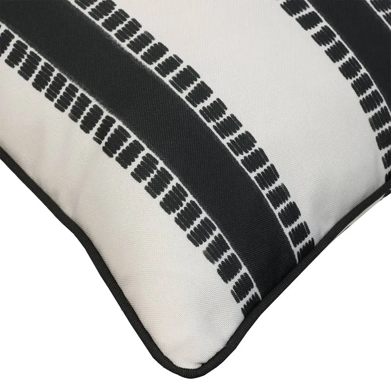 Coussin extérieur 18 x 18 po - Rayures Imprimées Noir