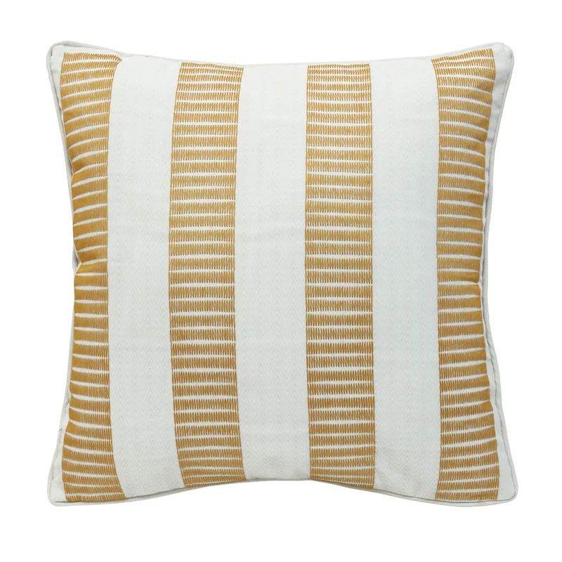 Coussin extérieur 18 x 18 po - Jaune safran brodé jaune