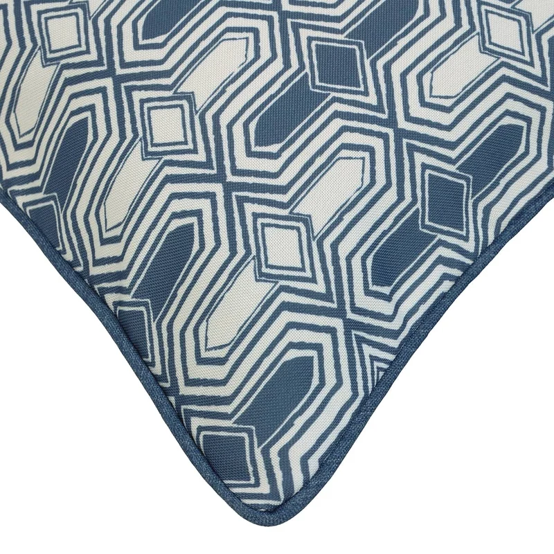 Coussin extérieur 18 x 18 po - Imprimé géo bleu