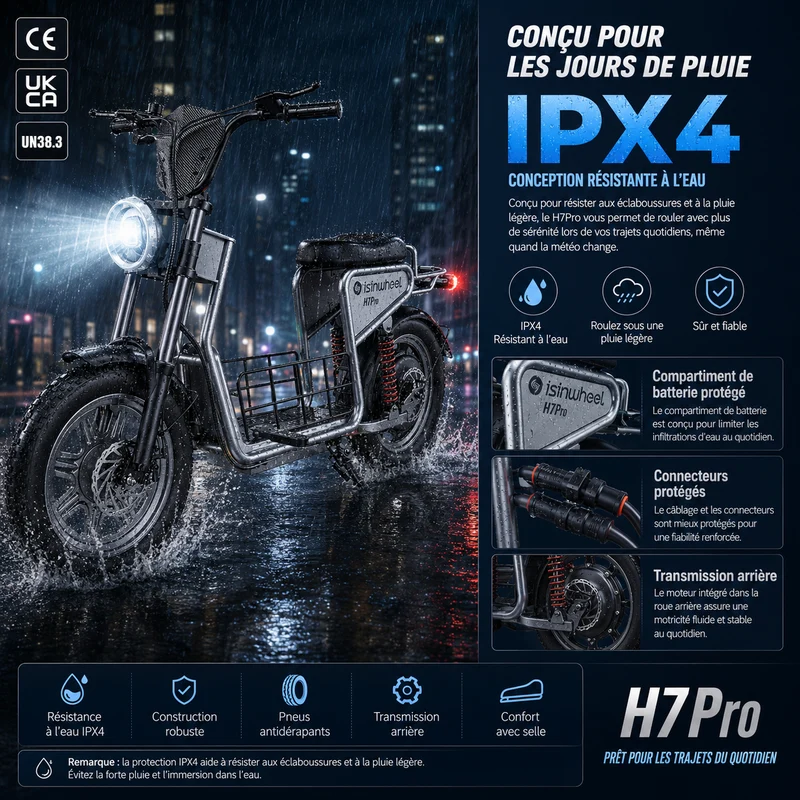 isinwheel H7Pro Trottinette électrique 1200W avec siège