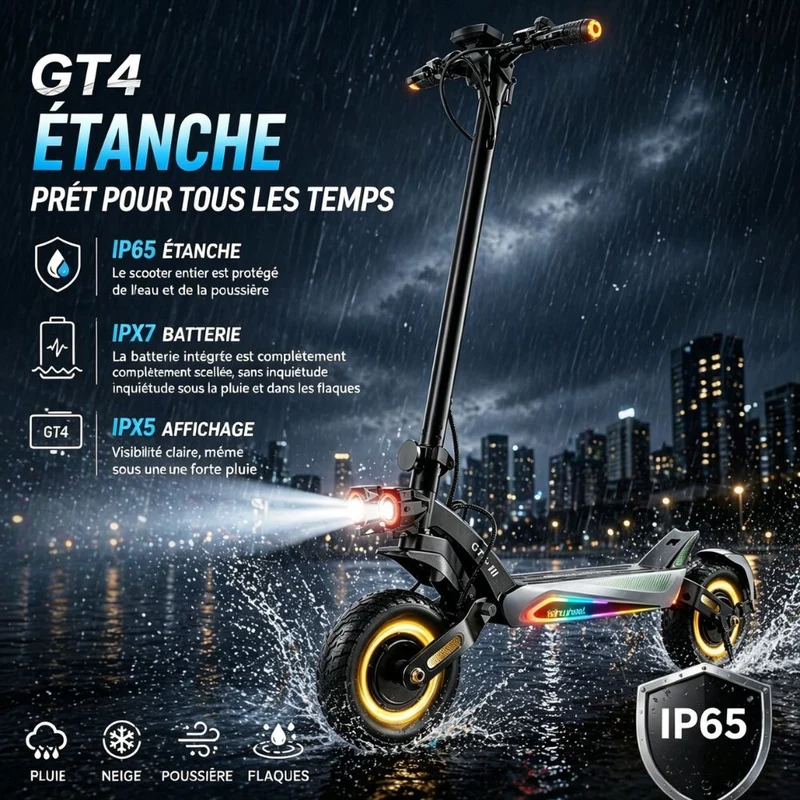 GT4 Trottinette électrique tout-terrain à double moteur 2400W