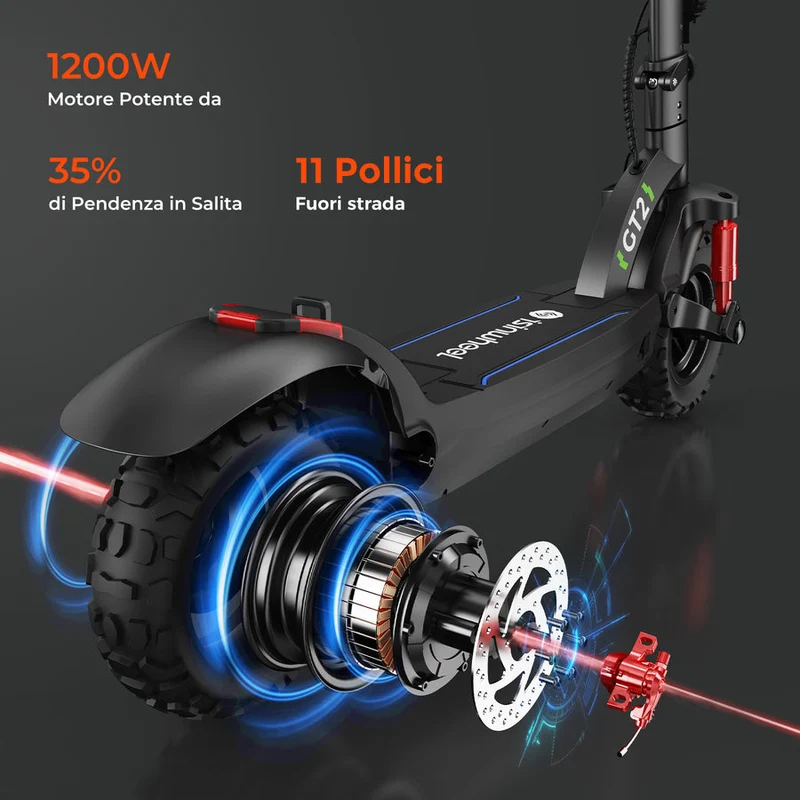 isinwheel GT2 Trottinette électrique tout-terrain 1200W