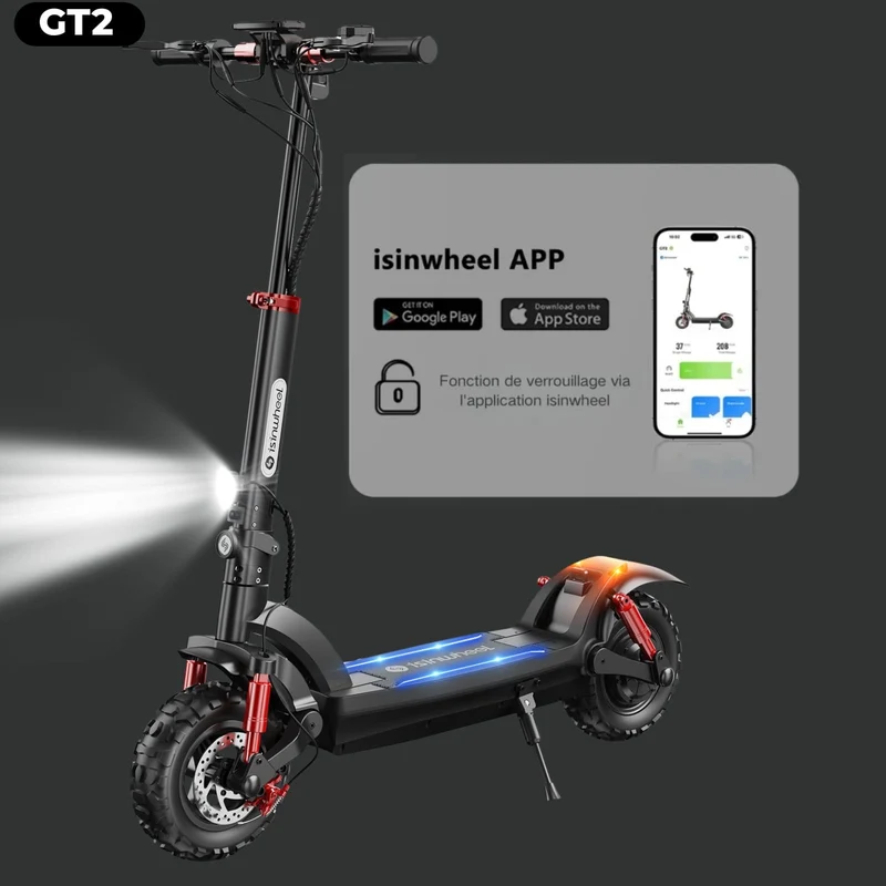 isinwheel GT2 Trottinette électrique tout-terrain 1200W