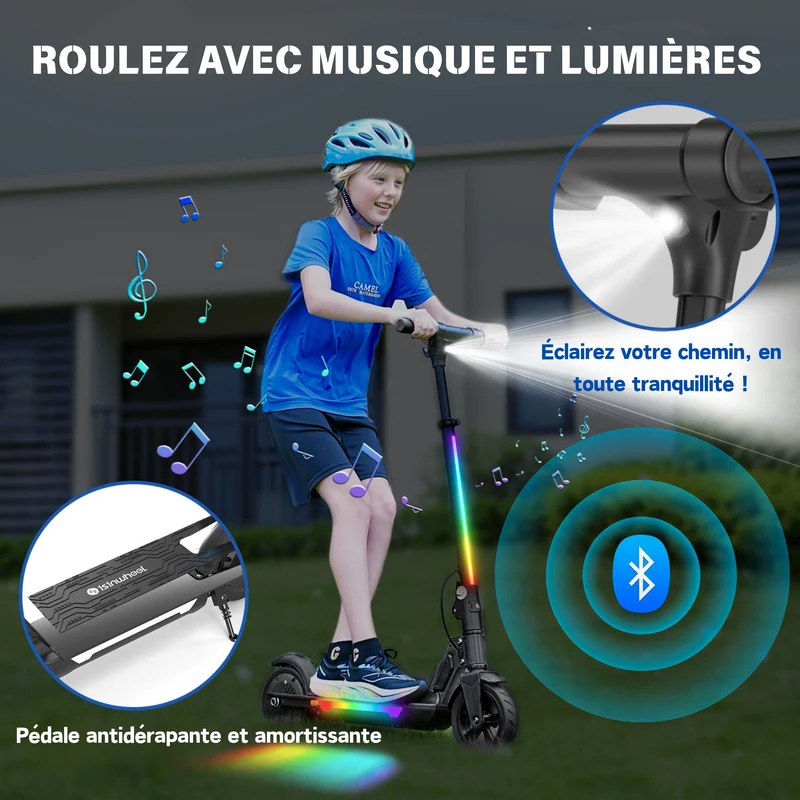 isinwheel S7/S4 Trottinette Électrique pour Enfant Réglable en Hauteur