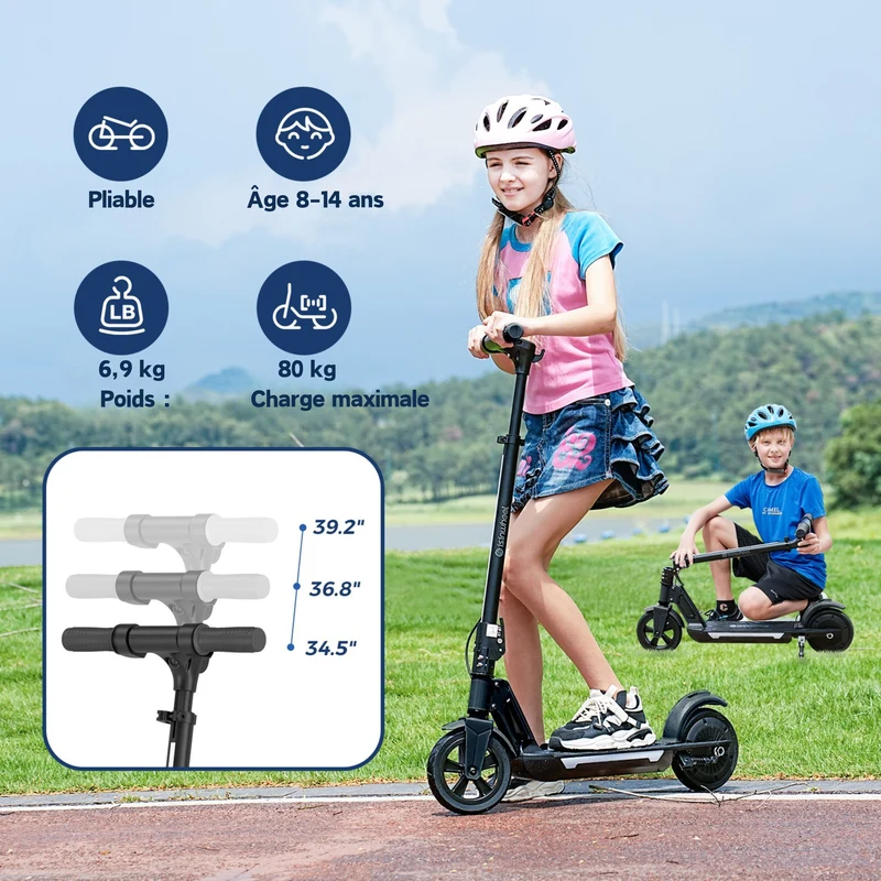 isinwheel S7/S4 Trottinette Électrique pour Enfant Réglable en Hauteur