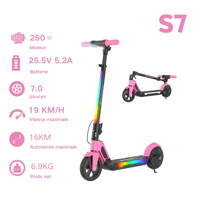 isinwheel S7/S4 Trottinette Électrique pour Enfant Réglable en Hauteur