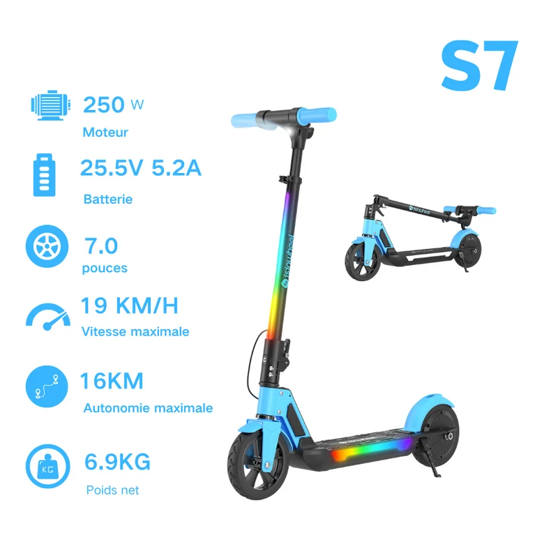 isinwheel S7/S4 Trottinette Électrique pour Enfant Réglable en Hauteur