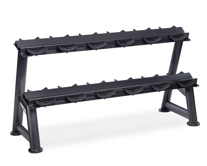 Hampton 2-Tier Fixed Pro-Style Dumbbell Saddle Rack | 6 Pairs