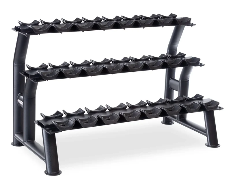 Hampton 3-Tier Chrome Dumbbell Saddle Rack | 12 Pairs 48″