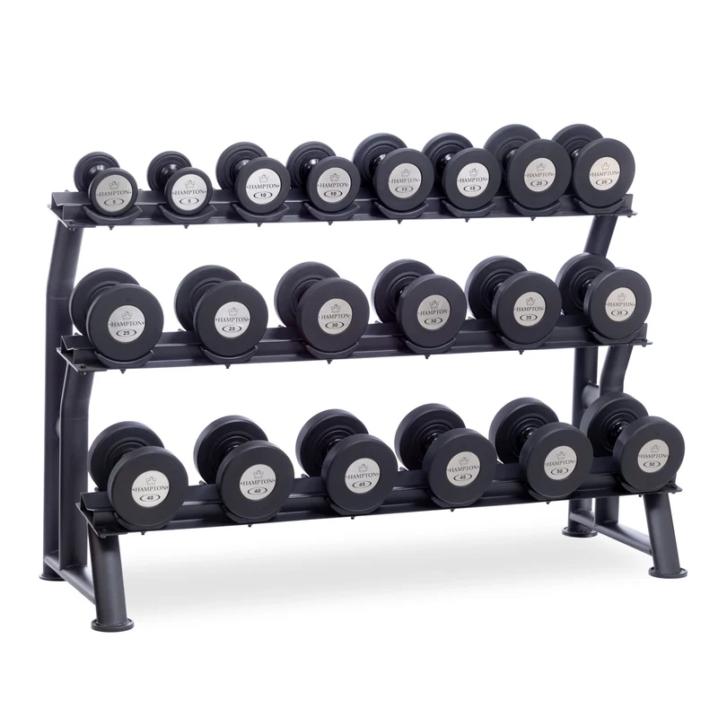 Hampton 3-Tier Fixed Pro-Style Dumbbell Saddle Rack | 10 Pairs (5-50 lbs.)