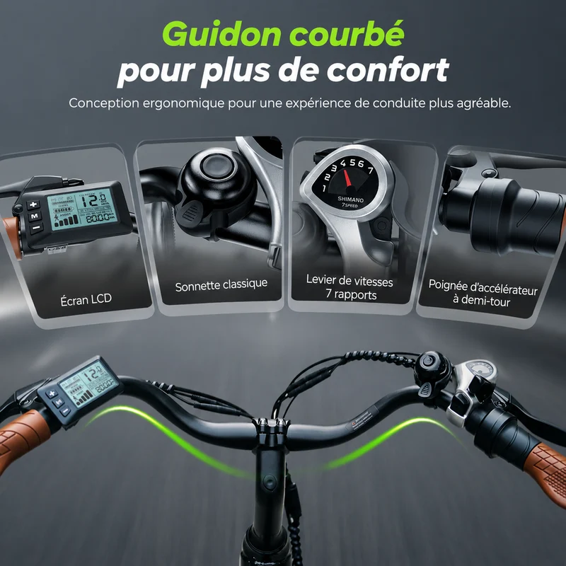 isinwheel UCityS Vélo électrique à cadre bas, batterie amovible, 88 km d’autonomie