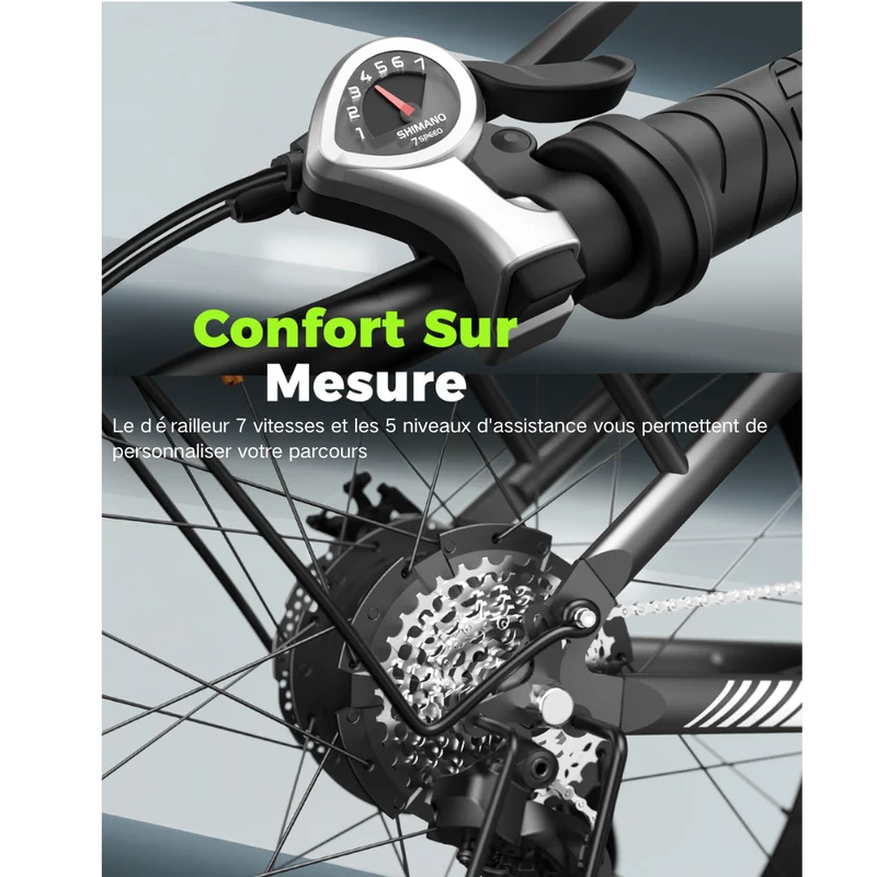 Fat Bike M60 Puissant : Pneus Tout-Terrain, 105km d'Autonomie & Batterie Amovible