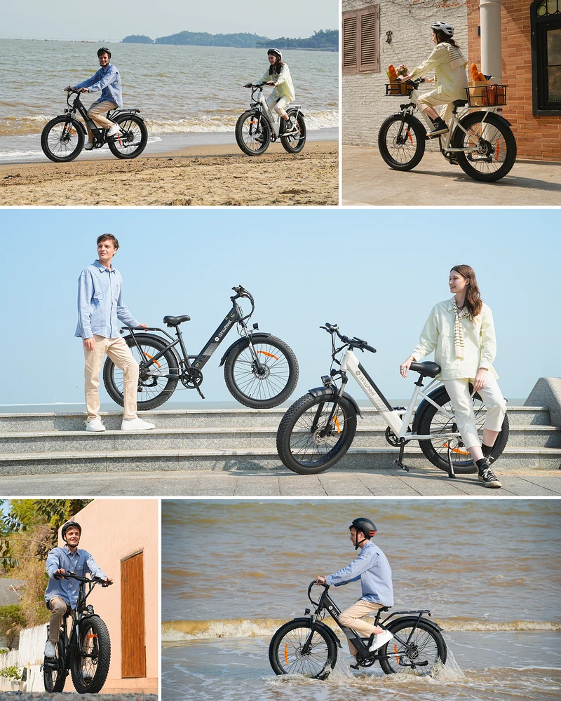 Fat Bike M60 Puissant : Pneus Tout-Terrain, 105km d'Autonomie & Batterie Amovible