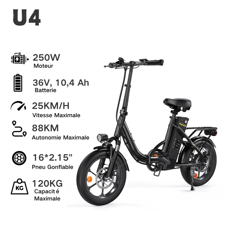 Fat Bike M60 Puissant : Pneus Tout-Terrain, 105km d'Autonomie & Batterie Amovible