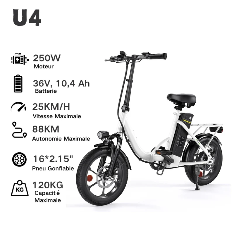 Fat Bike M60 Puissant : Pneus Tout-Terrain, 105km d'Autonomie & Batterie Amovible