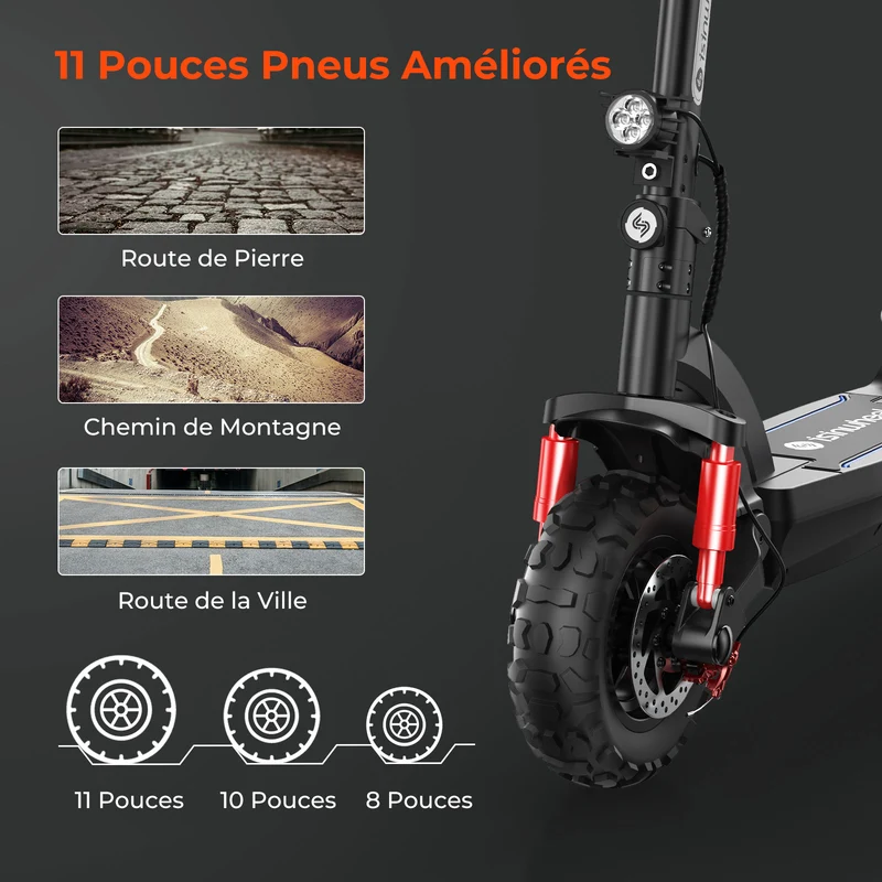 isinwheel® GT2/GT1 Trottinette électrique tout terrain 1200W pour adultes et adolescents