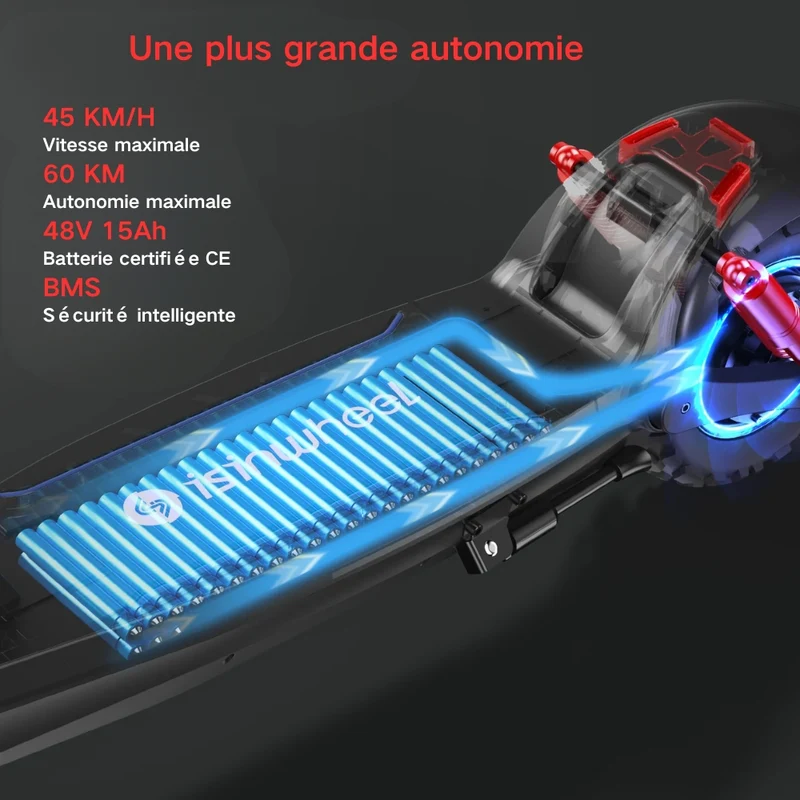 isinwheel® GT2/GT1 Trottinette électrique tout terrain 1200W pour adultes et adolescents