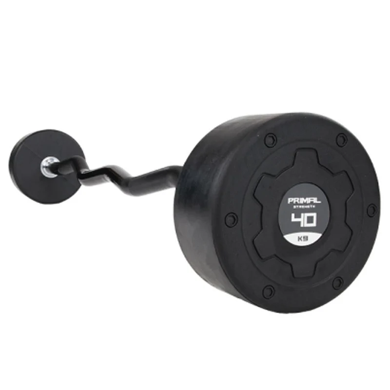 Primal Pro Series Rubber 10-45kg Fixed Barbell Set - EZ Bar