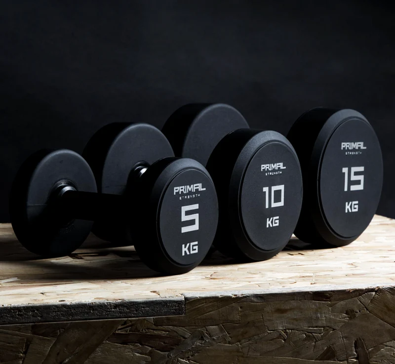 Primal Strength Urethane Dumbbell Set 27.5-50kg (10 pairs)