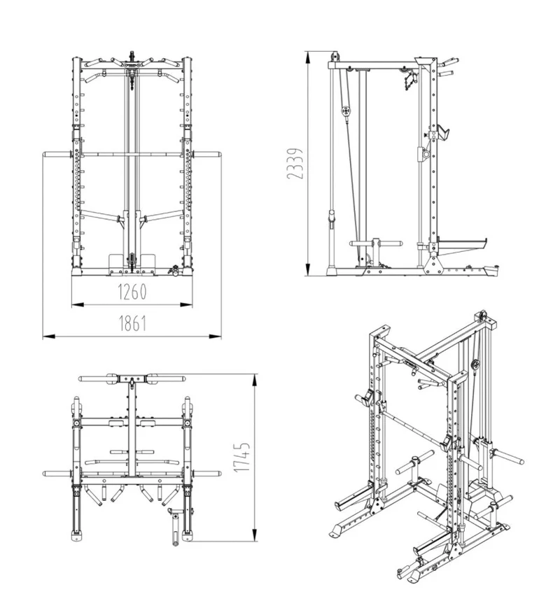 Primal Pro Series Half Rack With Lat Pulldown And Low Row
