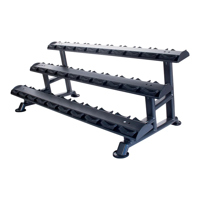 Physical Company Horizontal Dumbbell Rack with Saddles - Holds 15 pairs