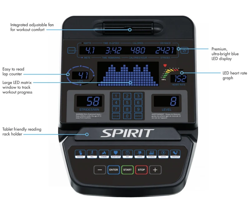 Spirit CE900 LED Elliptical Cross Trainer