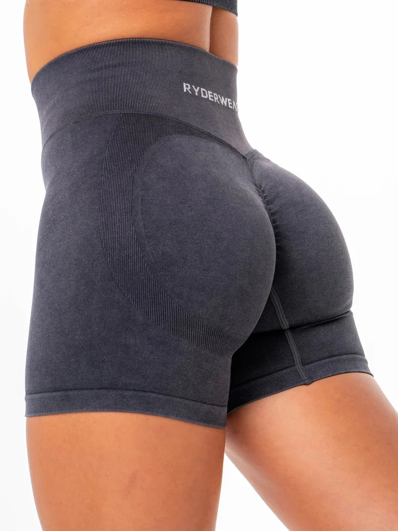 STONEWASH SCRUNCH SEAMLESS SHORTS NOIR (PACK DE 3)