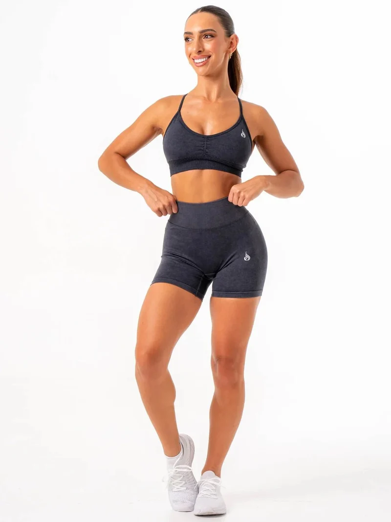 STONEWASH SCRUNCH SEAMLESS SHORTS NOIR (PACK DE 3)