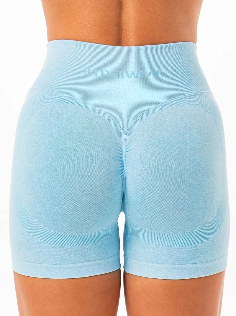 STONEWASH SCRUNCH SEAMLESS SHORTS AZURE (PACK DE 3)